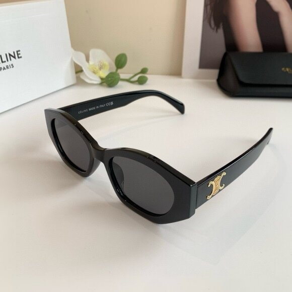 Celine Sunglasses - Classic Black Oval with Gold - Picture 1 of 7